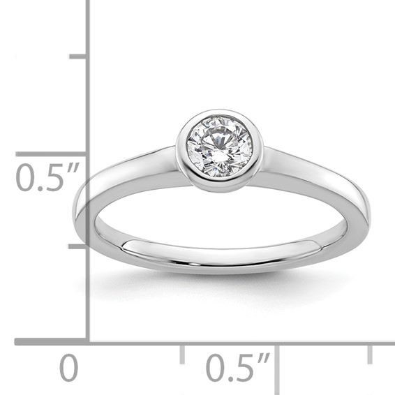 14k White Gold 1/3 carat (4.50 mm) Bezel Round Solitaire Engagement Ring Mounting