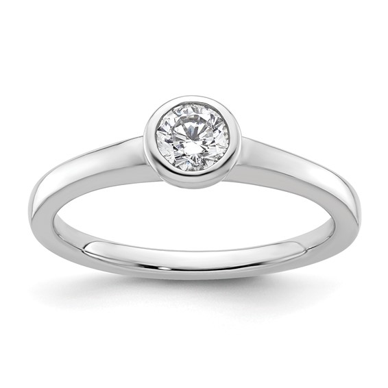 14k White Gold 1/3 carat (4.50 mm) Bezel Round Solitaire Engagement Ring Mounting
