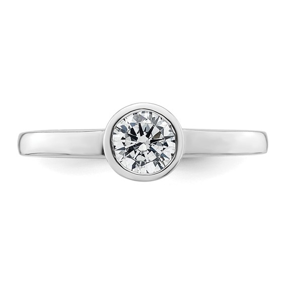 14k White Gold 1/2 carat (5.20 mm) Bezel Round Solitaire Engagement Ring Mounting
