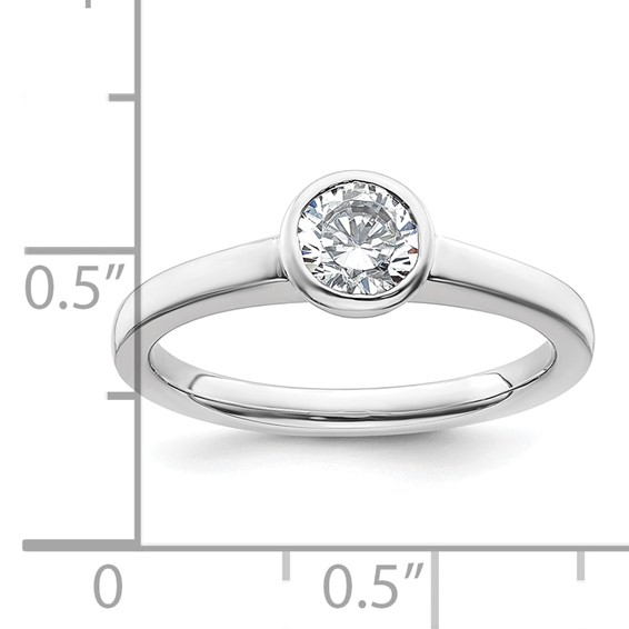 14k White Gold 1/2 carat (5.20 mm) Bezel Round Solitaire Engagement Ring Mounting