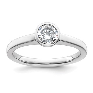 14k White Gold 1/2 carat (5.20 mm) Bezel Round Solitaire Engagement Ring Mounting
