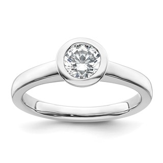 14k White Gold 3/4 carat (5.80 mm) Bezel Round Solitaire Engagement Ring Mounting