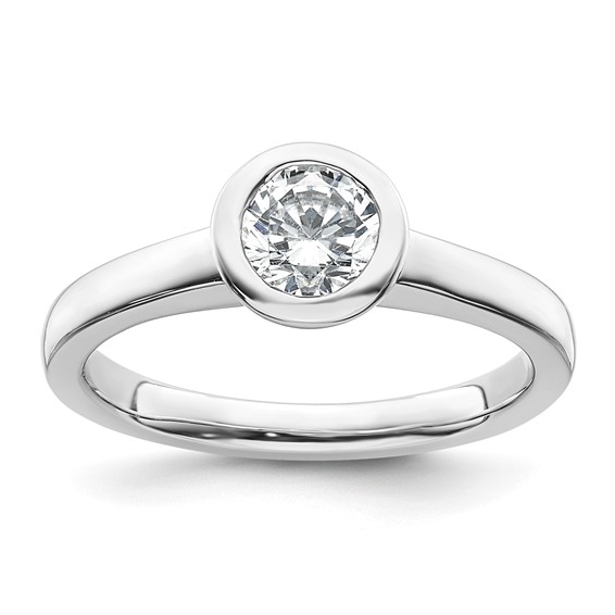 14k White Gold 3/4 carat (5.80 mm) Bezel Round Solitaire Engagement Ring Mounting