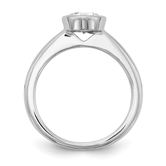 14k White Gold 1 carat (6.50 mm) Bezel Round Solitaire Engagement Ring Mounting