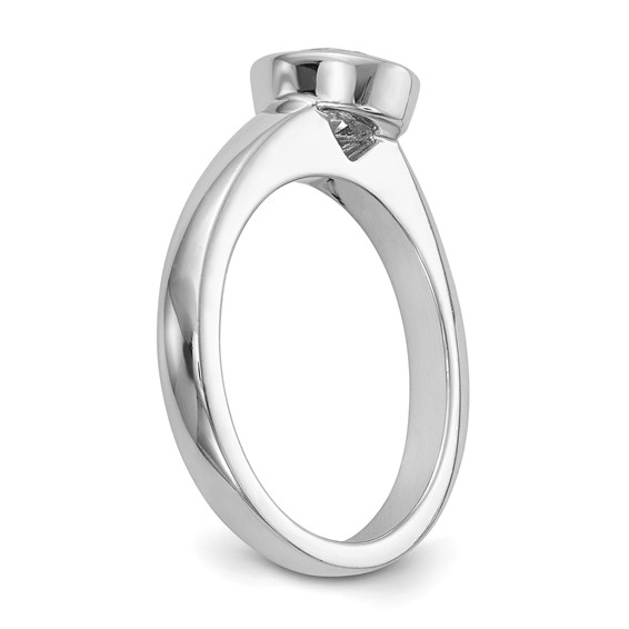 14k White Gold 1 carat (6.50 mm) Bezel Round Solitaire Engagement Ring Mounting