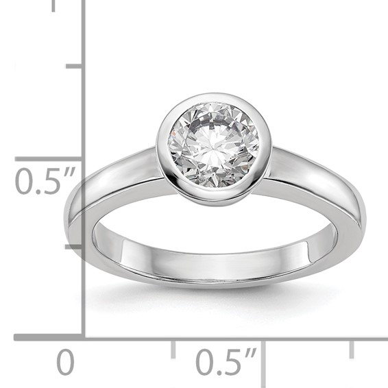 14k White Gold 1 carat (6.50 mm) Bezel Round Solitaire Engagement Ring Mounting