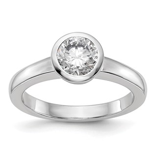 14k White Gold 1 carat (6.50 mm) Bezel Round Solitaire Engagement Ring Mounting