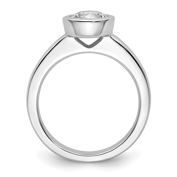 14k White Gold 1.25 carat (7.00 mm) Bezel Round Solitaire Engagement Ring Mounting
