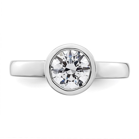 14k White Gold 1.25 carat (7.00 mm) Bezel Round Solitaire Engagement Ring Mounting