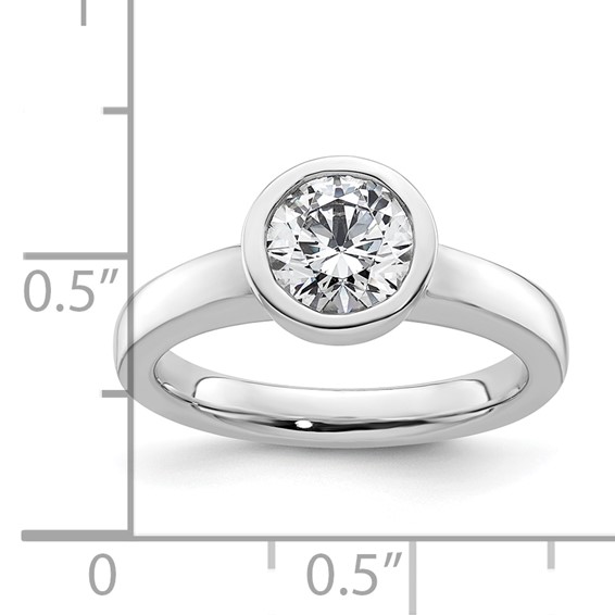 14k White Gold 1.25 carat (7.00 mm) Bezel Round Solitaire Engagement Ring Mounting