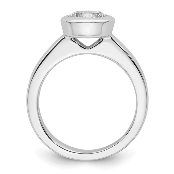 14k White Gold 1.5 carat (7.50 mm) Bezel Round Solitaire Engagement Ring Mounting