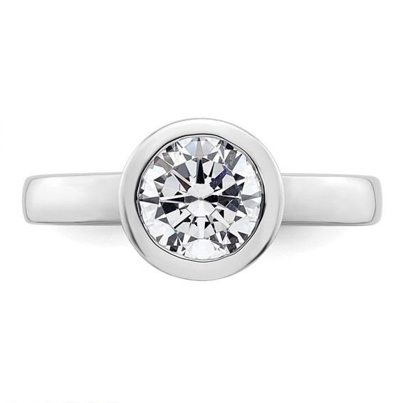 14k White Gold 1.5 carat (7.50 mm) Bezel Round Solitaire Engagement Ring Mounting