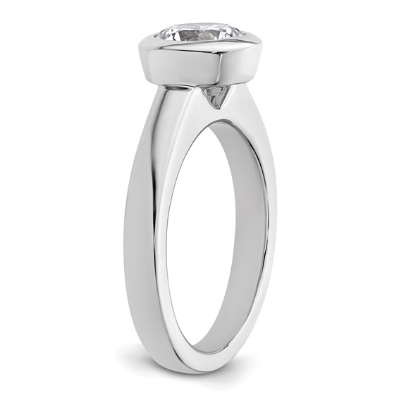 14k White Gold 1.5 carat (7.50 mm) Bezel Round Solitaire Engagement Ring Mounting