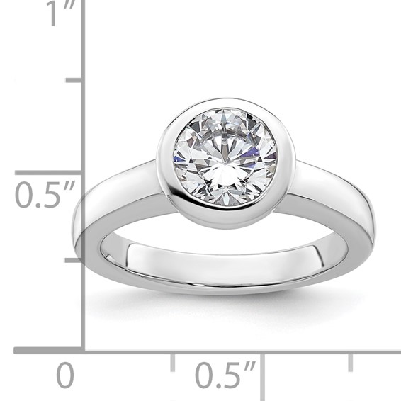 14k White Gold 1.5 carat (7.50 mm) Bezel Round Solitaire Engagement Ring Mounting