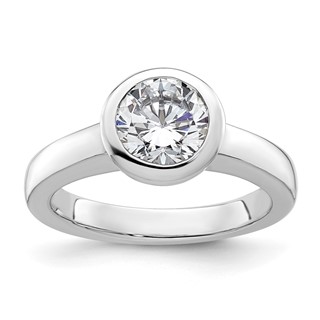 14k White Gold 1.5 carat (7.50 mm) Bezel Round Solitaire Engagement Ring Mounting
