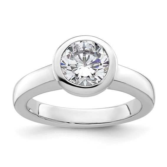 14k White Gold 1.5 carat (7.50 mm) Bezel Round Solitaire Engagement Ring Mounting