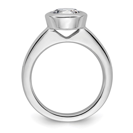 14k White Gold 2 carat (8.20 mm) Bezel Round Solitaire Engagement Ring Mounting