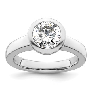 14k White Gold 2 carat (8.20 mm) Bezel Round Solitaire Engagement Ring Mounting