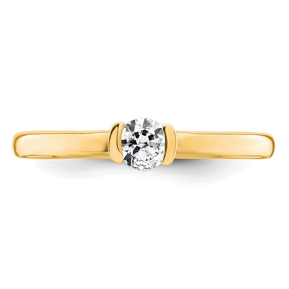 14k Yellow Round Bezel Solitaire Engagement Ring Mounting