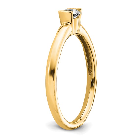 14k Yellow Round Bezel Solitaire Engagement Ring Mounting