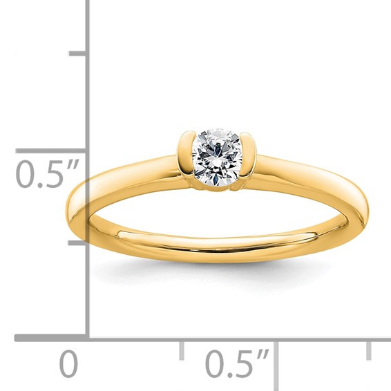 14k Yellow Round Bezel Solitaire Engagement Ring Mounting