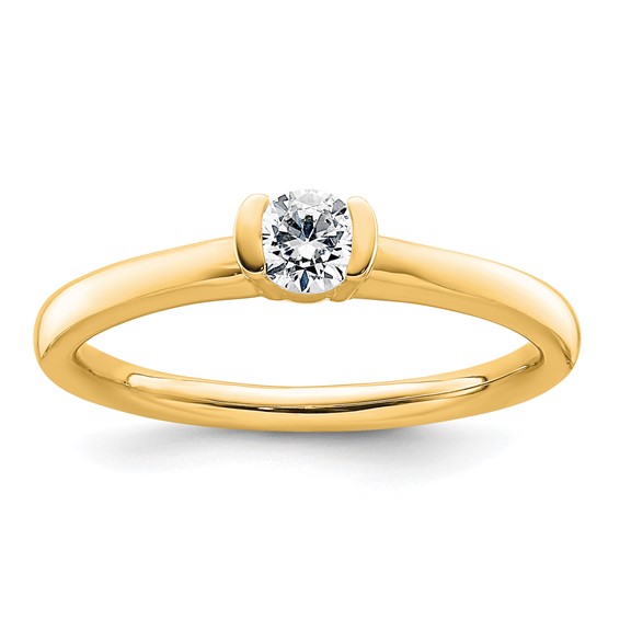 14k Yellow Round Bezel Solitaire Engagement Ring Mounting