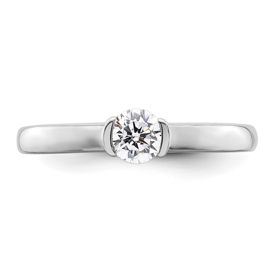 14k White Gold 1/3 carat (4.50 mm) Half-Bezel Round Solitaire Engagement Ring Mounting