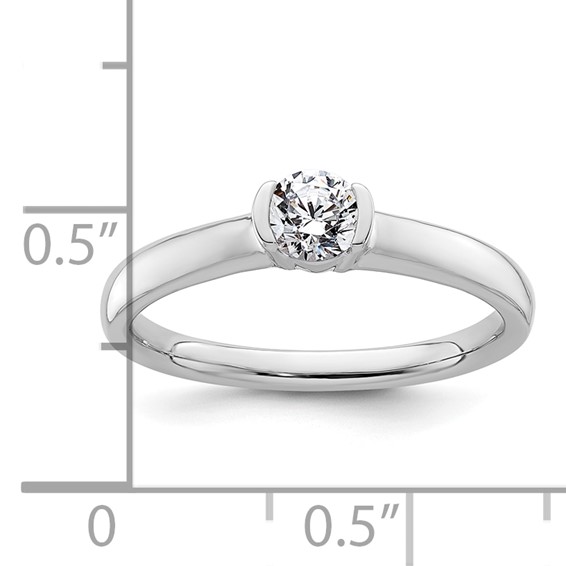 14k White Gold 1/3 carat (4.50 mm) Half-Bezel Round Solitaire Engagement Ring Mounting