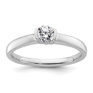 14k White Gold 1/3 carat (4.50 mm) Half-Bezel Round Solitaire Engagement Ring Mounting