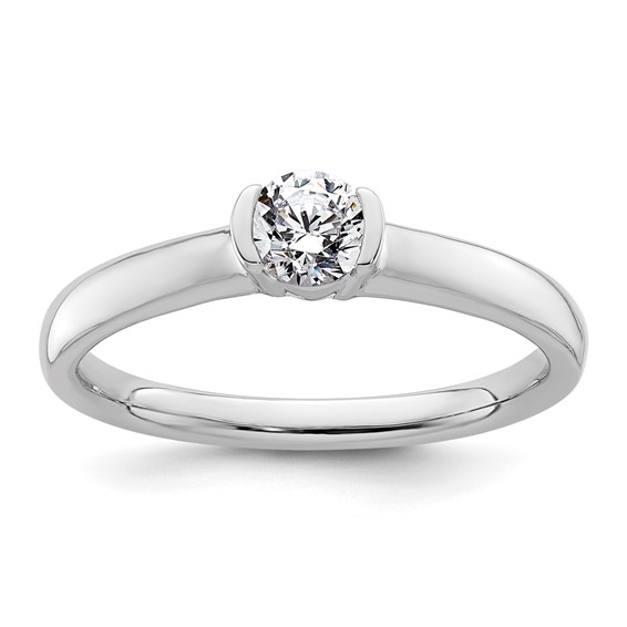 14k White Gold 1/3 carat (4.50 mm) Half-Bezel Round Solitaire Engagement Ring Mounting
