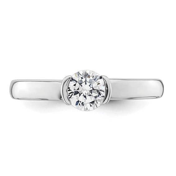14k White Gold 1/2 carat (5.20 mm) Half-Bezel Round Solitaire Engagement Ring Mounting