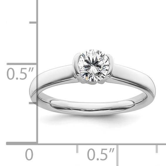 14k White Gold 1/2 carat (5.20 mm) Half-Bezel Round Solitaire Engagement Ring Mounting