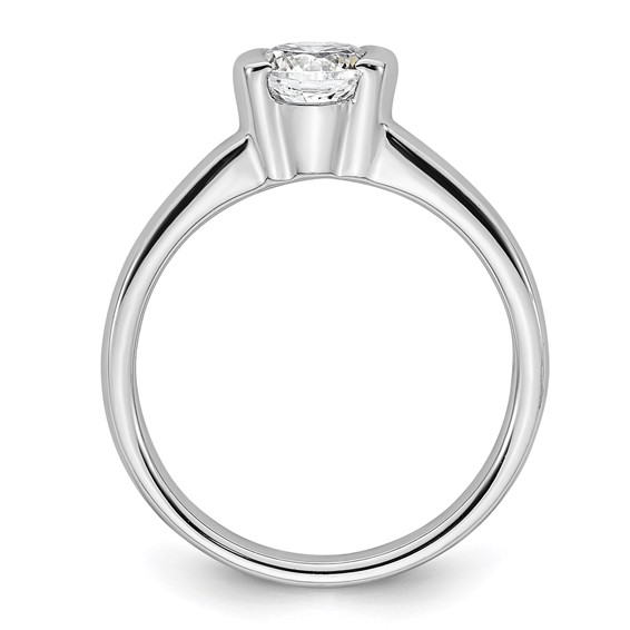 14k White Gold 3/4 carat (5.80 mm) Half-Bezel Round Solitaire Engagement Ring Mounting