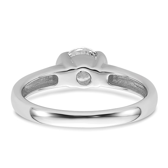 14k White Gold 3/4 carat (5.80 mm) Half-Bezel Round Solitaire Engagement Ring Mounting
