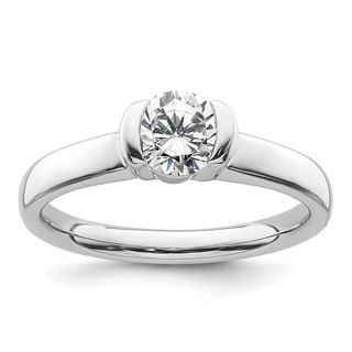 14k White Gold 3/4 carat (5.80 mm) Half-Bezel Round Solitaire Engagement Ring Mounting