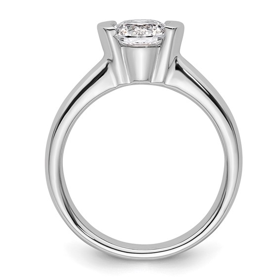 14k White Gold 1.25 carat (7.00 mm) Half-Bezel Round Solitaire Engagement Ring Mounting