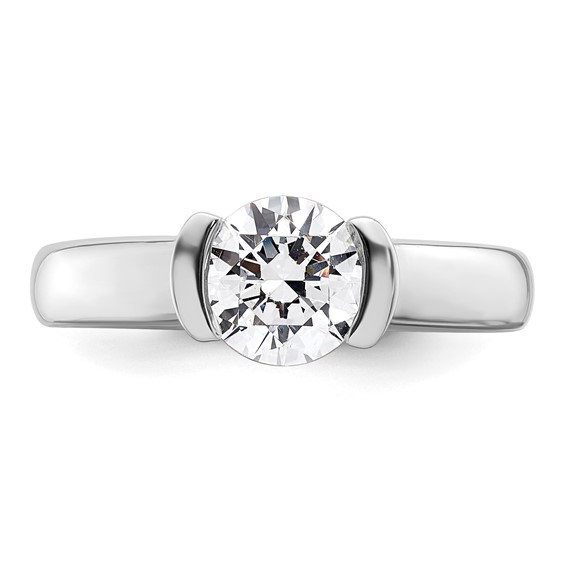 14k White Gold 1.25 carat (7.00 mm) Half-Bezel Round Solitaire Engagement Ring Mounting