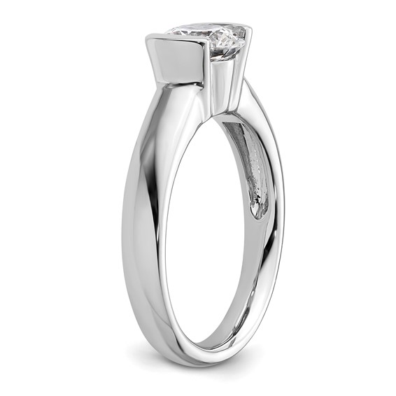 14k White Gold 1.25 carat (7.00 mm) Half-Bezel Round Solitaire Engagement Ring Mounting
