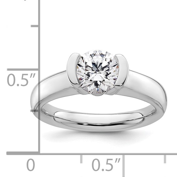 14k White Gold 1.25 carat (7.00 mm) Half-Bezel Round Solitaire Engagement Ring Mounting