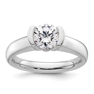 14k White Gold 1.25 carat (7.00 mm) Half-Bezel Round Solitaire Engagement Ring Mounting