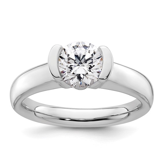 14k White Gold 1.25 carat (7.00 mm) Half-Bezel Round Solitaire Engagement Ring Mounting