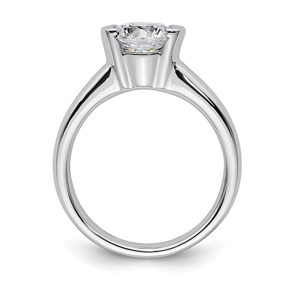 14k White Gold 1.5 carat (7.50 mm) Half-Bezel Round Solitaire Engagement Ring Mounting
