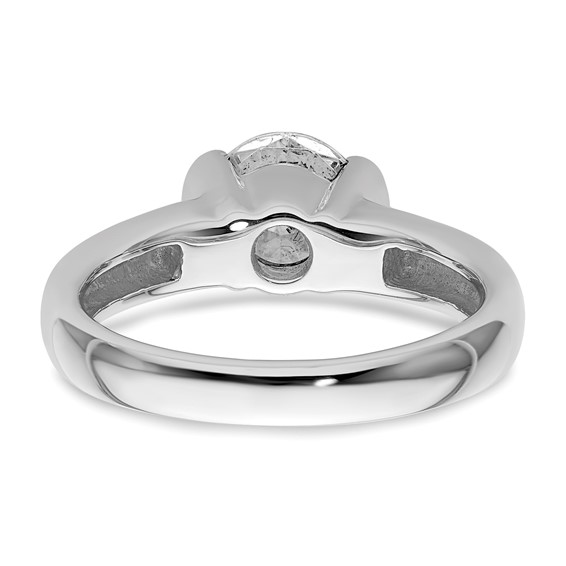 14k White Gold 1.5 carat (7.50 mm) Half-Bezel Round Solitaire Engagement Ring Mounting