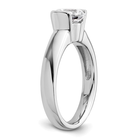 14k White Gold 1.5 carat (7.50 mm) Half-Bezel Round Solitaire Engagement Ring Mounting