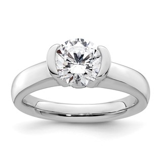 14k White Gold 1.5 carat (7.50 mm) Half-Bezel Round Solitaire Engagement Ring Mounting