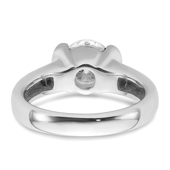 14k White Gold 2 carat (8.20 mm) Half-Bezel Round Solitaire Engagement Ring Mounting