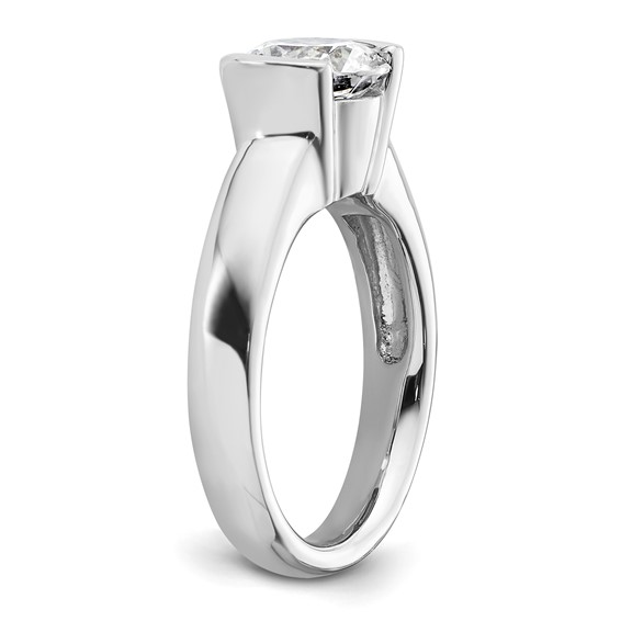 14k White Gold 2 carat (8.20 mm) Half-Bezel Round Solitaire Engagement Ring Mounting