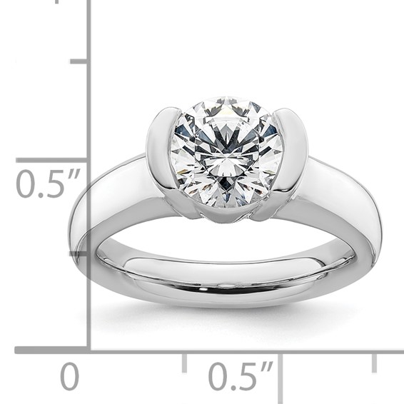 14k White Gold 2 carat (8.20 mm) Half-Bezel Round Solitaire Engagement Ring Mounting