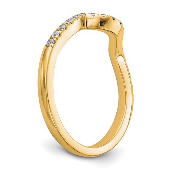 14k Yellow Gold 1/5 carat Diamond Contoured Complete Wedding Band