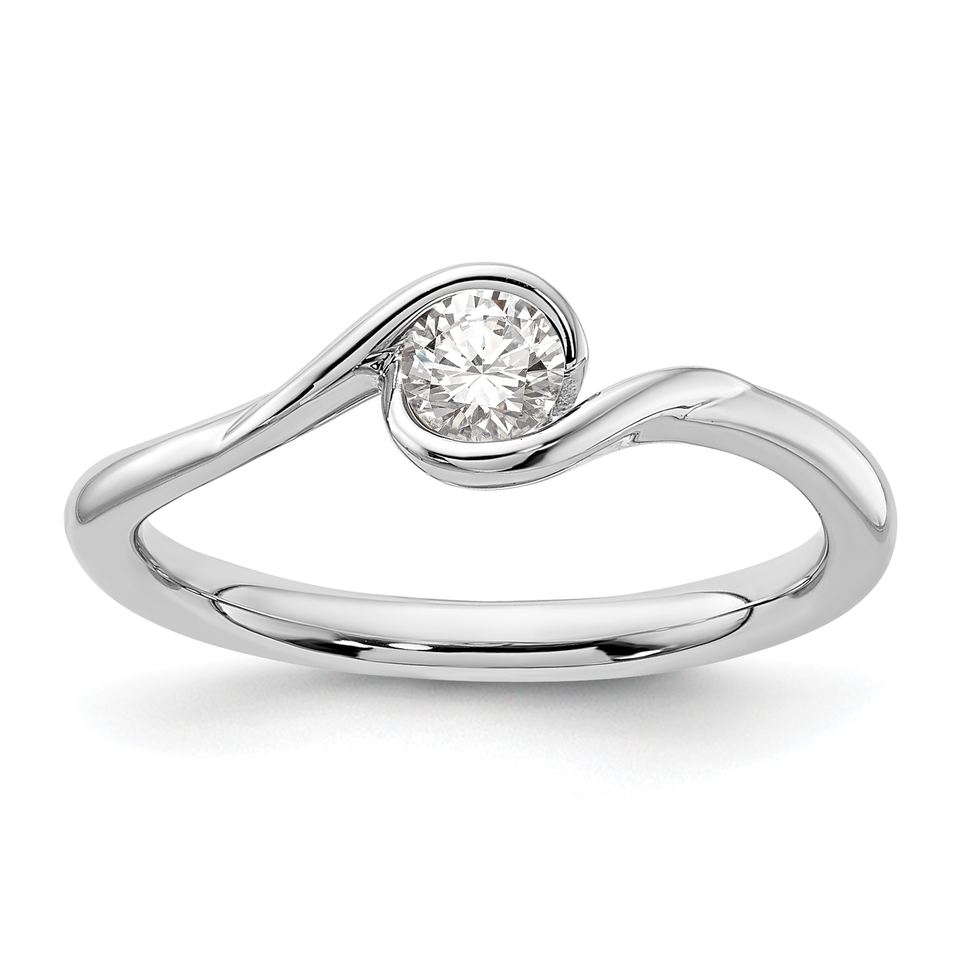 14k White Gold 1/4 carat Lab Grown Diamond VS/SI+ G+ Complete Round Solitaire Engagement Ring (RM1955E-025-WLG)